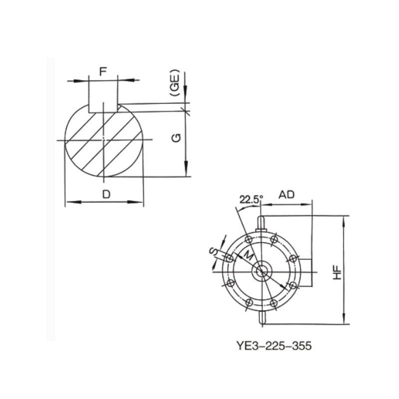 立式安裝、機(jī)座不帶底腳、端蓋上有凸緣的電動(dòng)機(jī)